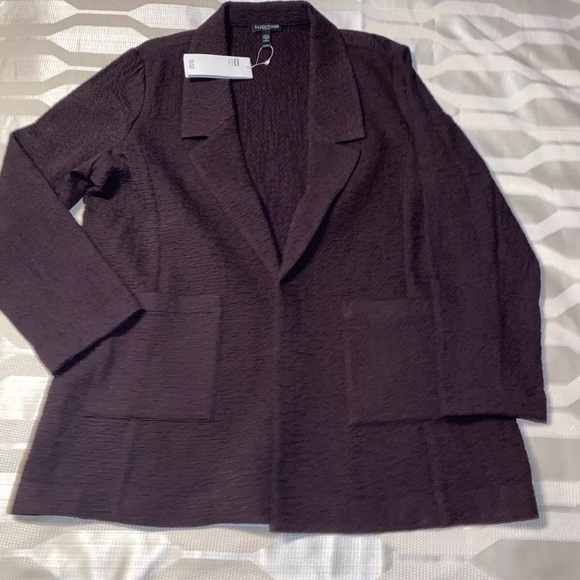 Eileen Fisher Cotton Tencel Stretch Pucker Notch Collar Jacket  PL NWT $358 - Picture 6 of 12